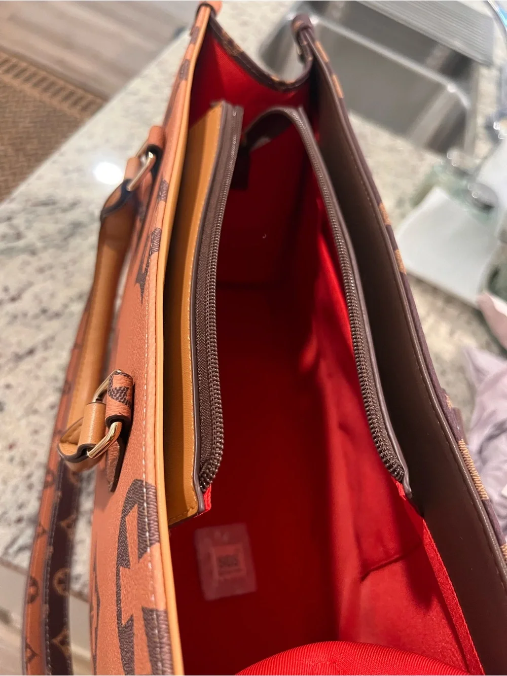 Classic Brown Monogram Shoulder Bag - Designer-Inspired